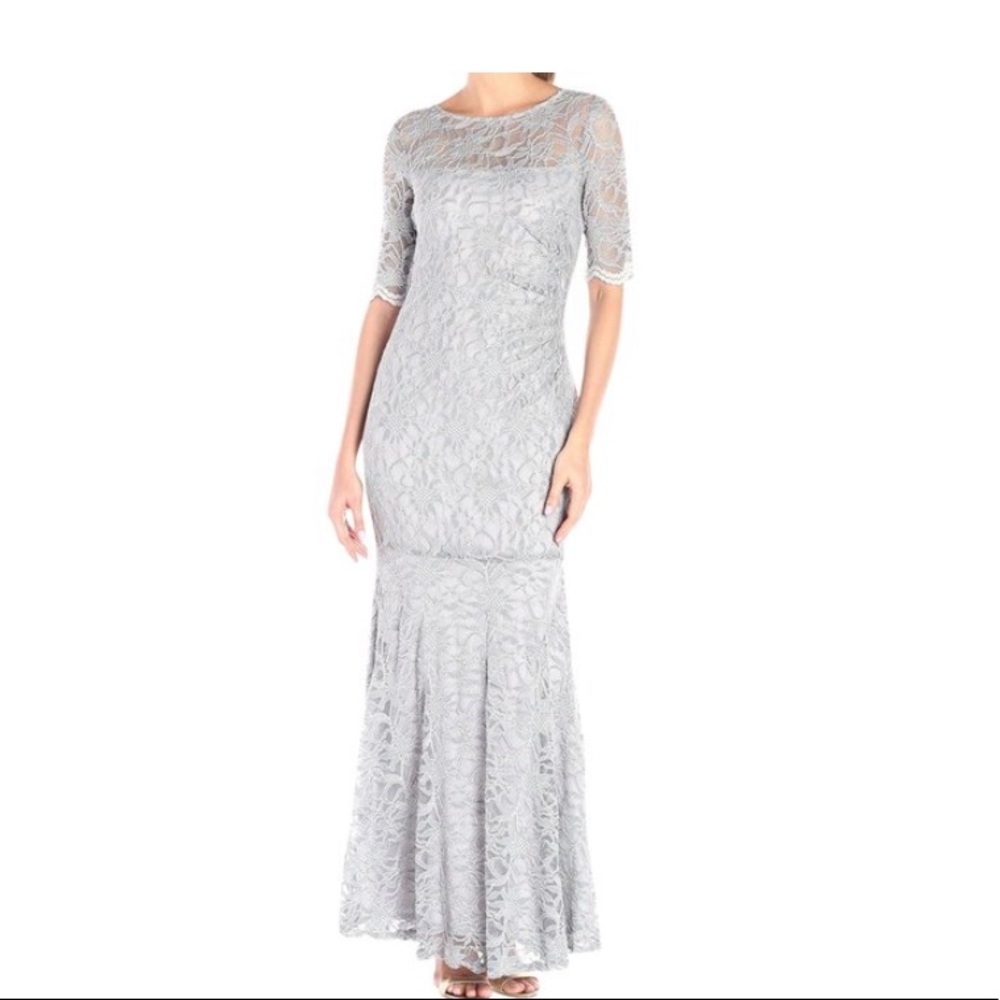 Xscape NWT Lace Formal Gown- Silver
